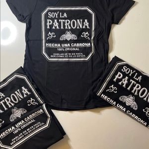 SOY LA PATRONA HECHA UNA CABRONA 100 ORIGINAL
 BLACK TEE SHIRT
